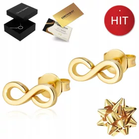   ŽENSKI ZLATI 585 INFINITY Stud Uhani KOT DARILO ZA ŽENO VAŠE MAMICE