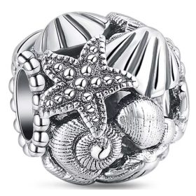   Morski čarobni obesek s školjko, morsko zvezdo in kroglo S925