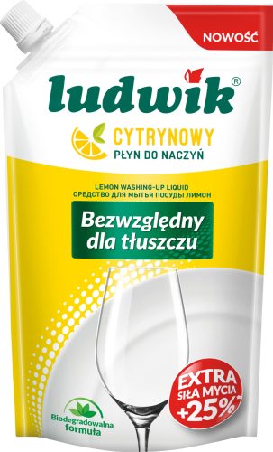 Ludwik Tekočina za pomivanje posode Limona, vrečka 450 g