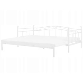    Kovinska zakonska postelja Beliani Metal Bed Frame Bedroom Frame 80x200 bela