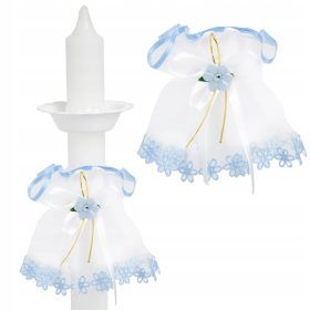 Dekoracija za svečo za obhajilo in krst, modra