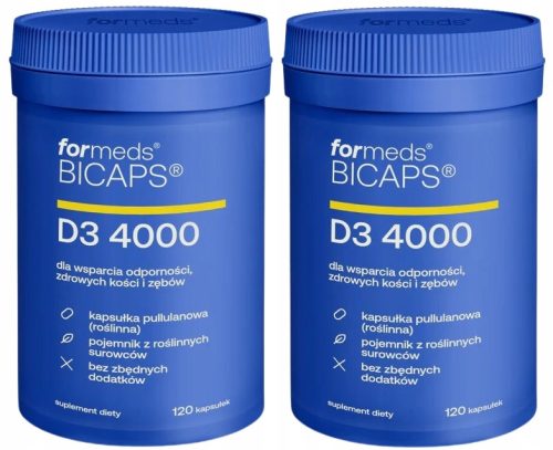 Dopolnilo Vitamin D3 4000 IU ForMeds Bicaps - 120 kapsul za močne kosti in imunski sistem