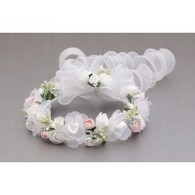 Venček za lase z belimi cvetovi za obhajilo