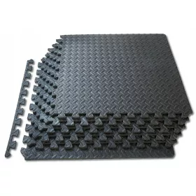   MATA ZAŠČITNA ZA TLA ZA VADBO V GARAŽI PUZZLE, ČRNA, 6 KOS