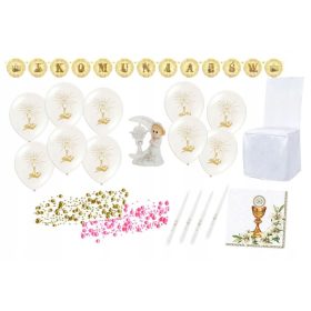   BALONI ZA PRVO SVETO OBHAJILO - Komplet dekoracije s svečami, prtički in prozornimi baloni