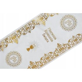   Elegantni tekač za prvo obhajilo 4,5 m x 36 cm, belo-zlata barva