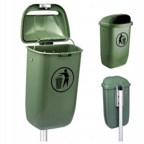 Kakovostni koš za smeti na stebru, 50 l, zeleni park