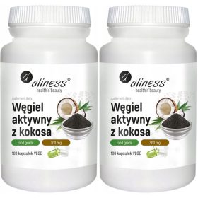   Aliness Aktivno oglje iz kokosovih lupin - Prehransko dopolnilo brez glutena, laktoze in GSO