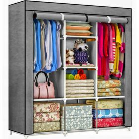   Garderobna omara Visoka Kakovost s Pregibi 175 x 135 x 45 cm Siva