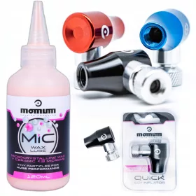   rpalka s kartušo CO2 Momum Quick Inflator za verige - Črna + Momum MIC Wax Ceramic Lube 120ml