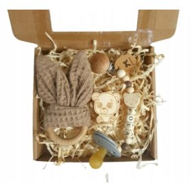 Darilni komplet za dojenčka, obesek za dudo in grizalo