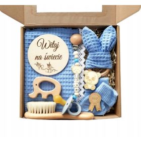   Baby Box obesek duda za novorojenčka, darilo za dojenčka, modri odtenki