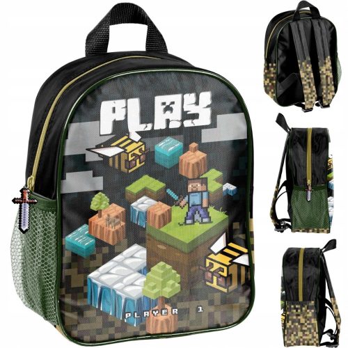 Minecraft Paso otroški nahrbtnik za izlete, črn zeleni večbarvni