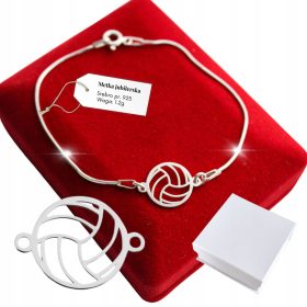 Srebrna zapestnica za odbojkarsko žogo 925 s črto