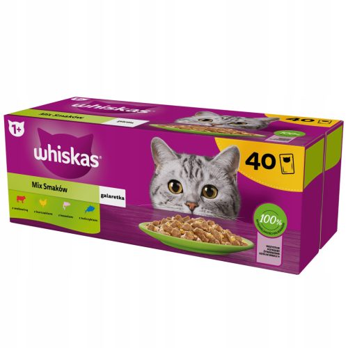 Mokra hrana za mačke Whiskas Mix Smakow v Želeju, Vrečke 40x85 g