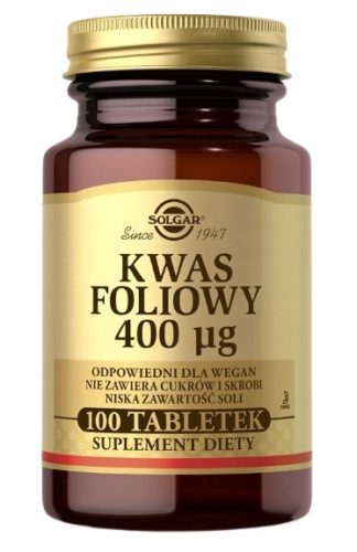Solgar Folna kislina 400 mcg – 100 veganskih tablet za nosečnice in podporo imunskega sistema