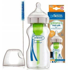  Dr Brown's Steklenička SZKLANA S široko vratom Options+ 270ml + Krtačka