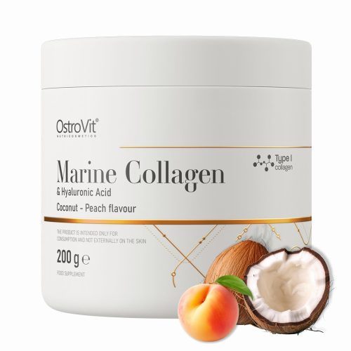 Kolagen Morski z Kwasem Hialuronowym in Vitaminom C - Okus Kokos in Breskev, 200g