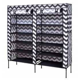   OMARA ZA ČEVLJE GABI Z VZORCEM ZEBRA 110 x 120 x 30 cm ČRNA