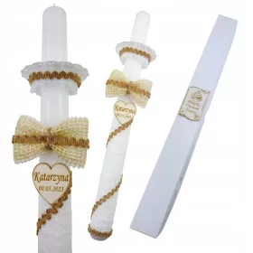   Sveča za prvo obhajilo, ročno izdelana z gravuro imena in datuma