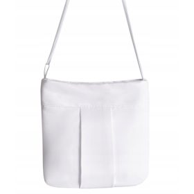Komunijalna torbica iz bele satena s prilagodljivim kaišem