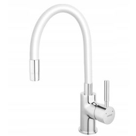  Ferro ZUMBA stoječa kuhinjska armatura bela, srebrna