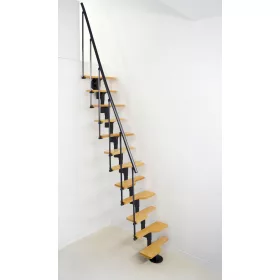   Mini Schody Vienna črna iz bukovega lesa, 11 stopnic, višine do 274 cm, nosilnost 150 kg, regulacija višine stopnic med 17,5 - 22,8 cm. Izjemno kompaktni in elegantni schodiščni elementi, primerni za 
