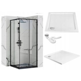   Tuš Kabina Rea Punto s krilnimi vrati 90 x 90 cm + Kvadratna Tuš Kad Rea Savoy 90 x 90 cm