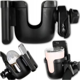   Držalo za voziček za telefon, skodelico, plastenko, 2v1, univerzalna bidona