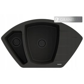   Granitan COMPACT enopolkoritno pomivalno korito s kotnim sifonom, črni granit