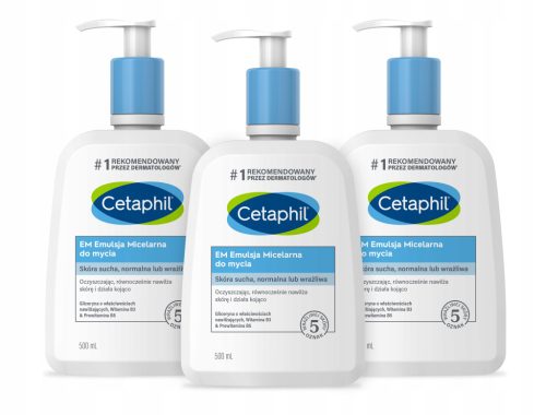 Naravna micelarna čistilna emulzija Cetaphil EM, 500 ml - 3 paketi