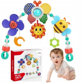 PALETA ZA VOZIČEK Z ROPOTULKAMI IN PENTLJO ZA POSTELJICO