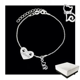 Zapestnica za otroka z imenom Mačka Kitty GRAVIRANJE 925