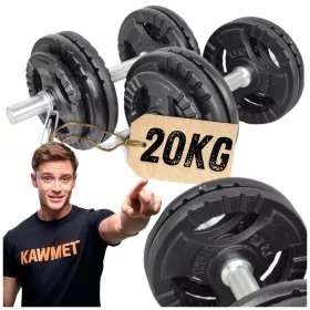   HANTLE ŽELVENE za vadbo, komplet 2 x 20KG, palice KAWMET 40kg