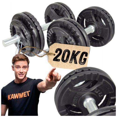 HANTLE ŽELVENE za vadbo, komplet 2 x 20KG, palice KAWMET 40kg