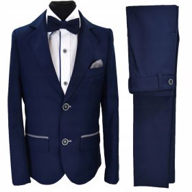   Fantovski komplet Lorento, mornarsko modre barve, eleganten, podložen, 134 slim