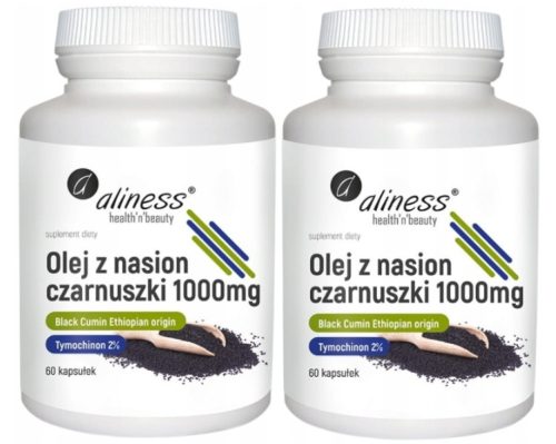 Aliness Hladno stiskano olje iz črnega semena z 2% timokinonom, 1000 mg - 120 kapsul