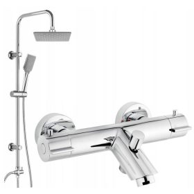   Dvoročna stenska armatura za kad in tuš Deante Begonia krom + nadometna tuš garnitura Kuchinox Limo