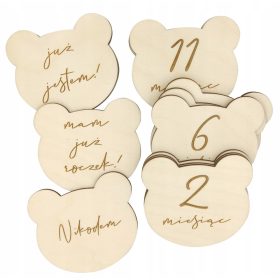   Naoli otroški meseci dojenčka - Lesene tablice za fotografije s prikupnimi medvedki in ročno izdelanimi okraski