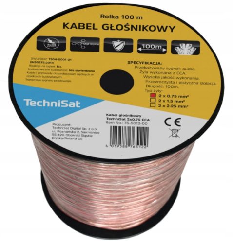 Zvočniški kabel TechniSat 2 x 0,75 mm CCA