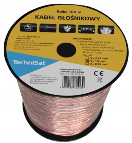 Kakovosten zvočniški kabel TechniSat 2 x 1,5mm CCA