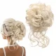 PRIPELJENA figa z elastiko za podaljšanje las - gladki kodri, svetlo blond, 60#
