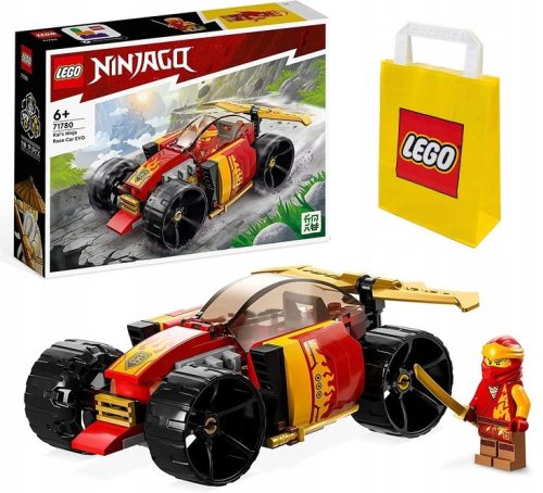 LEGO Ninjago Avto Dirkača Kaia EVO 71780 + LEGO Papirnata Vrečka 6315786 Rumena 24x8x18 cm