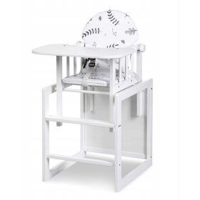 Klupś Leseno Stolček za Hranjenje 2v1 z Mizo, Bela LILY