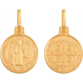   Zlati medaljon sv. Benedikta 585 zlati s 2.00 g krst obhajilo 14k