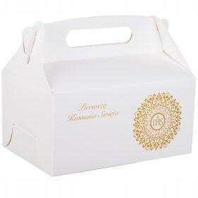   Pudečka za torto za prvo sveto obhajilo IHS - bela, 10 kosov