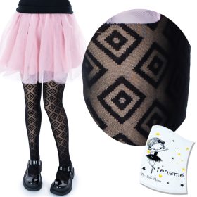   Fantazijske otroške hlačne nogavice Fenome s črnimi poliamidnimi vzorci velikosti 128 (123 - 128 cm)