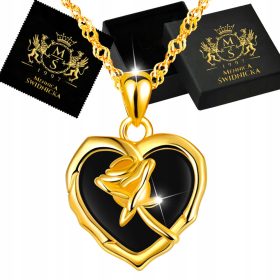    Zlata rojstnodnevna ogrlica s srcem iz srebra 925 iz kubičnega cirkonija