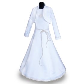 Elegantna komunijaska obleka Alba IRMA s čipko bolerom 134