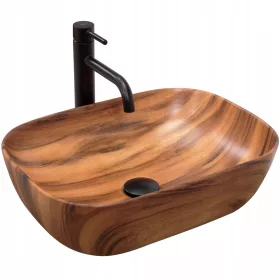 Pravokotna keramična umivalnik Belinda Wood Mat